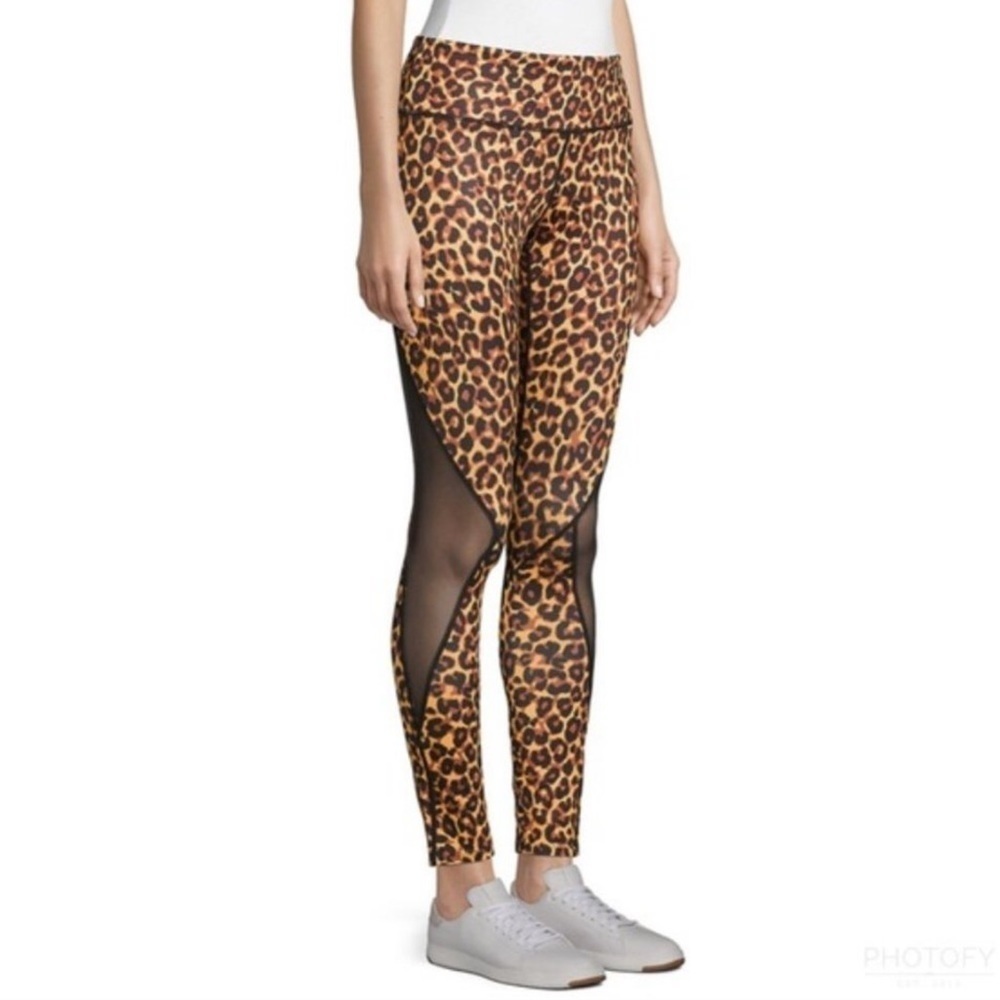 Roberto Cavalli Sport Leopard Mesh Panel Leggings XS Cheetah Print - Picture 2 of 11
